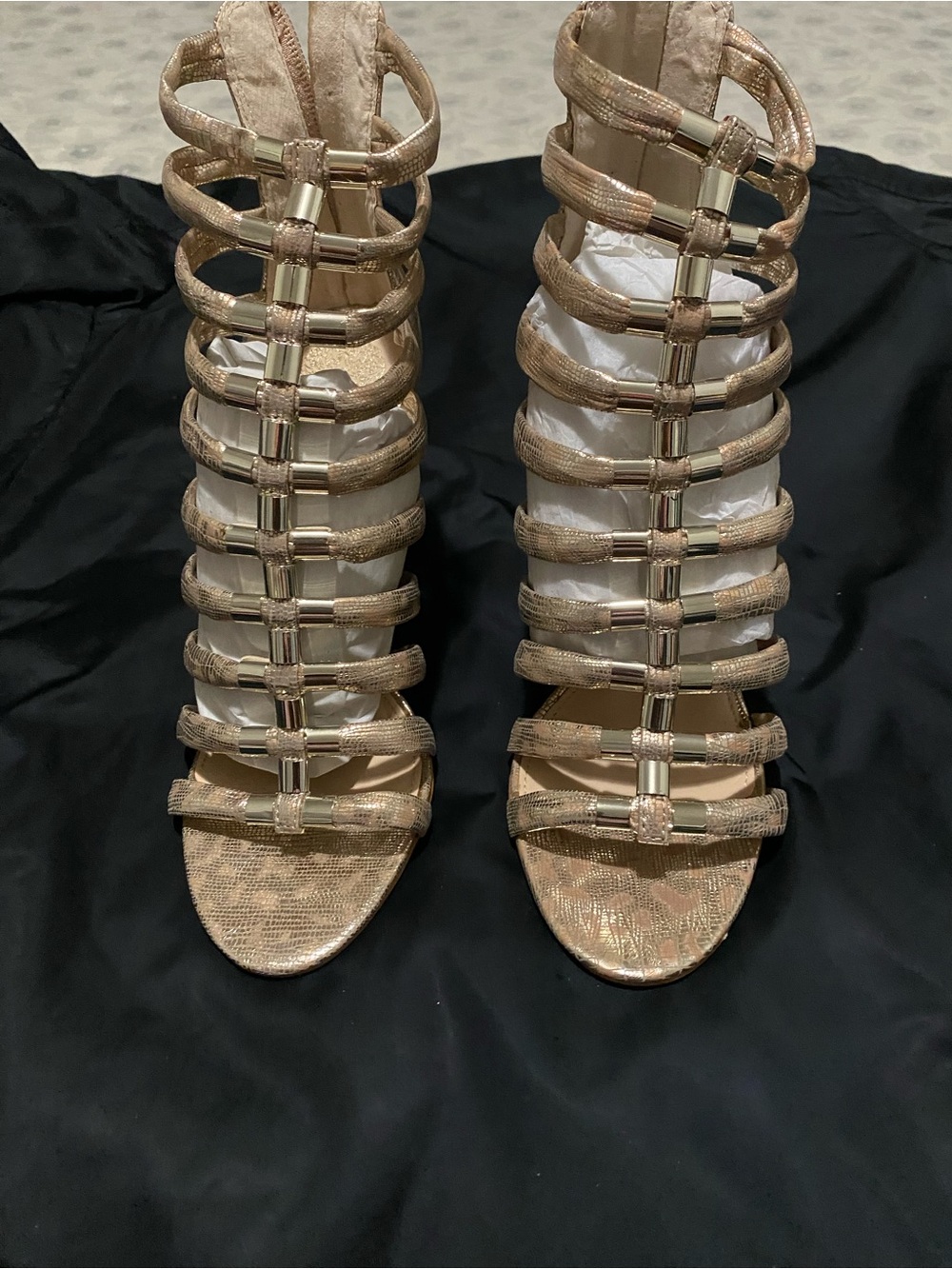 Vince Camuto Metallic Gold Strappy Gladiator Heels